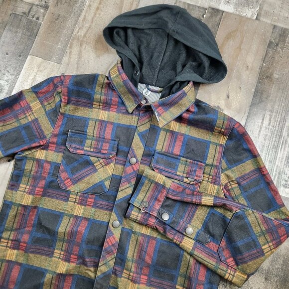 Volcom DWR Hooded Flannel Mens M Medium Hooded Snowboarding Jacket - Picture 1 of 11